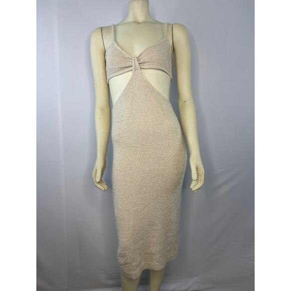 Pink Lily Cutout Bodycon midi crem dress size small - Picture 3 of 13
